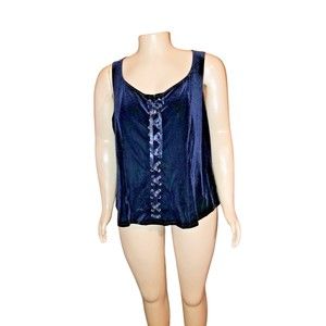 Lane Bryant Venezia Jeans Sexy Sleeveless Black Velvet Lace Up Top 22/24 NWT
